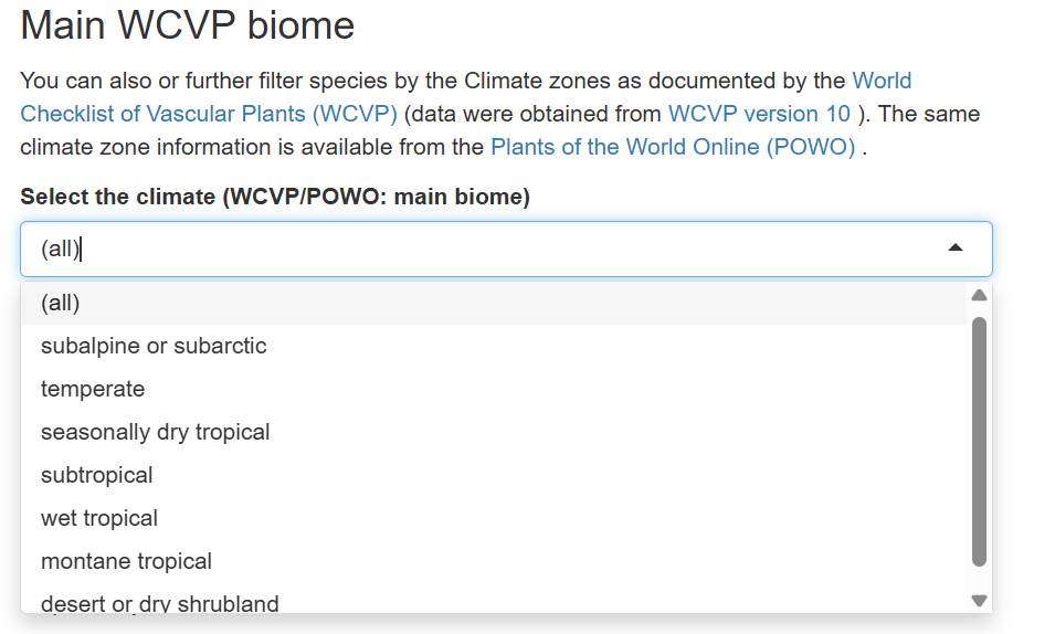 Main WCVP biome
